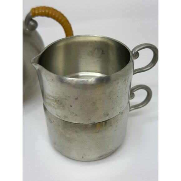 VTG ROYAL HOLLAND PEWTER Made in Holland K.M.D. Tiel Teapot Cream Sugar - Picture 8 of 8